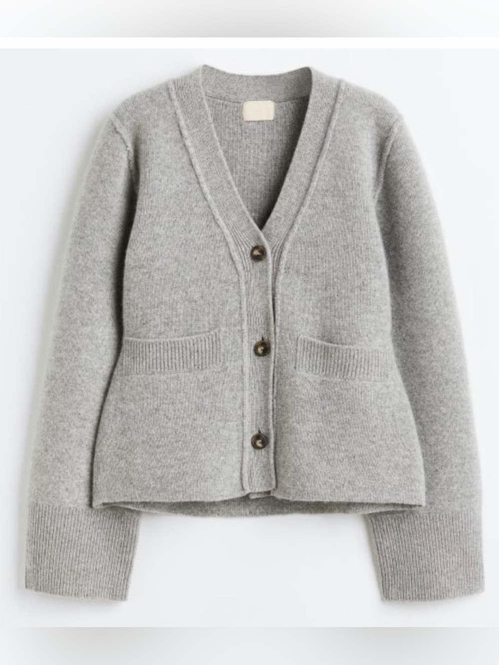 H&M Collection Wool Cashmere Grey V-Neck Button Cardigan